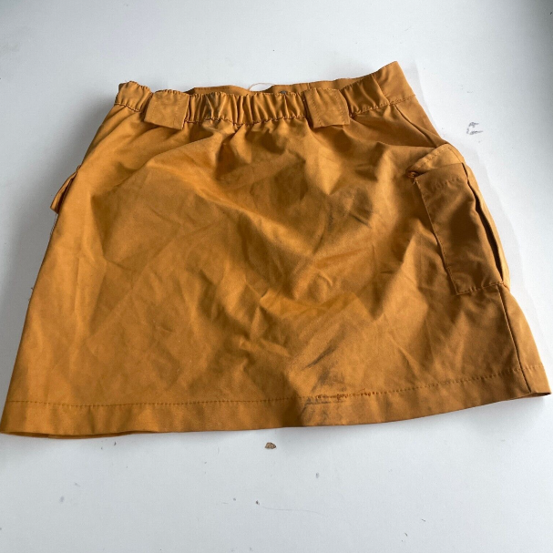 Women's Mustard Yellow Vintage Chinese Stretch Mini Skirt in M|L15