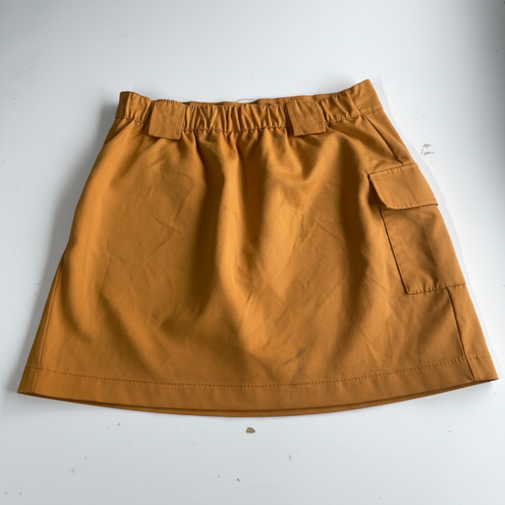 Women's Mustard Yellow Vintage Chinese Stretch Mini Skirt in M|L15