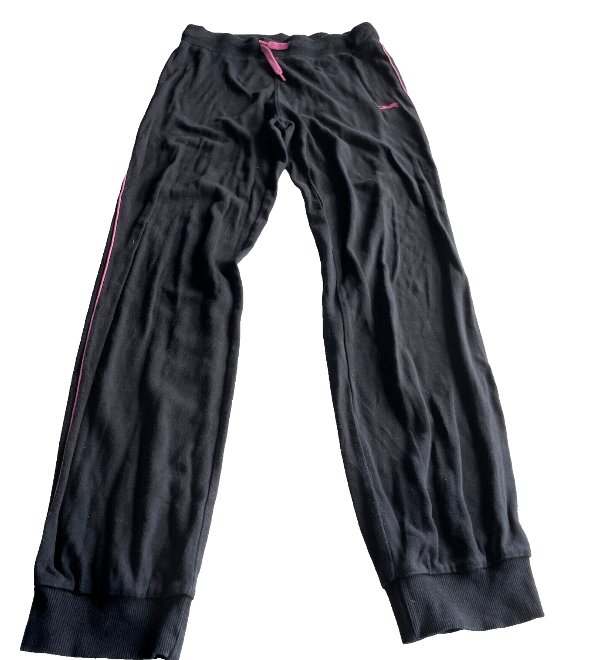 Women’s Sport Cotton lined Tracksuit Bottom Size 14uk / medium Rare Vintage 00s black with pink stripes