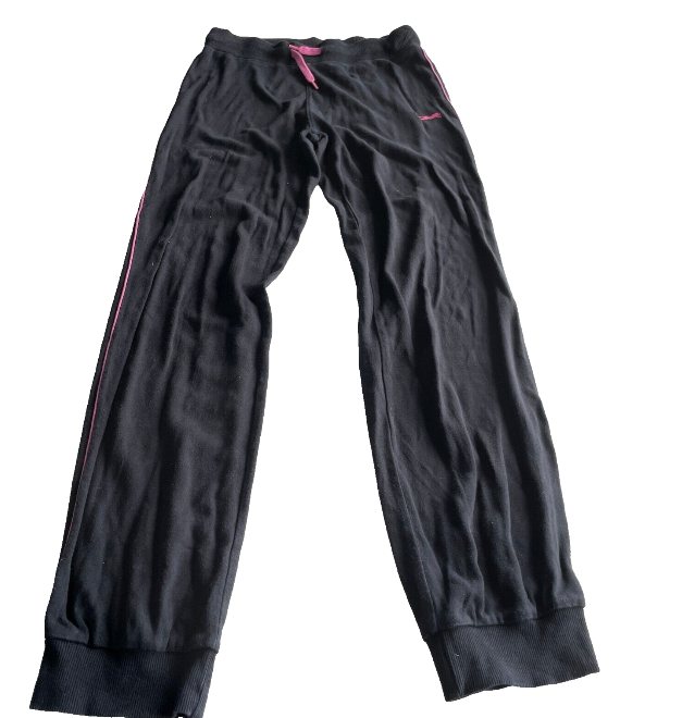 Women’s Sport Cotton lined Tracksuit Bottom Size 14uk / medium Rare Vintage 00s black with pink stripes