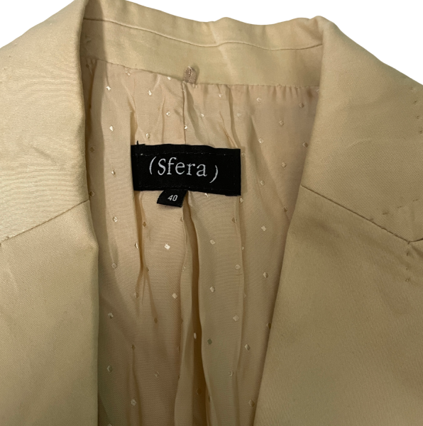 Vintage y2k cream SFERA medium Womens Two Button Tan Blazer Jacket Size