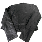 cropped leather medium jacket Womens biker black faux leather | SKU 6212