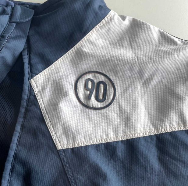 Vintage men Nike navy blue full zip high neck track jacket in L|SKU 5703