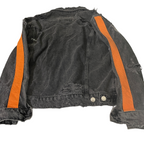 Vintage Zara Men's Distressed Black Denim Heavy Jacket with Pockets, Grey Accents, Size XL