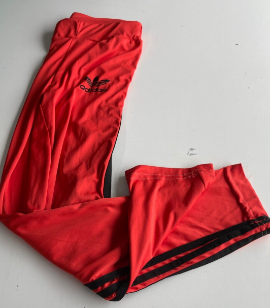 Vintage unisex orange Adidas cotton polyester track pant in L|L28 W28|SKU 6059