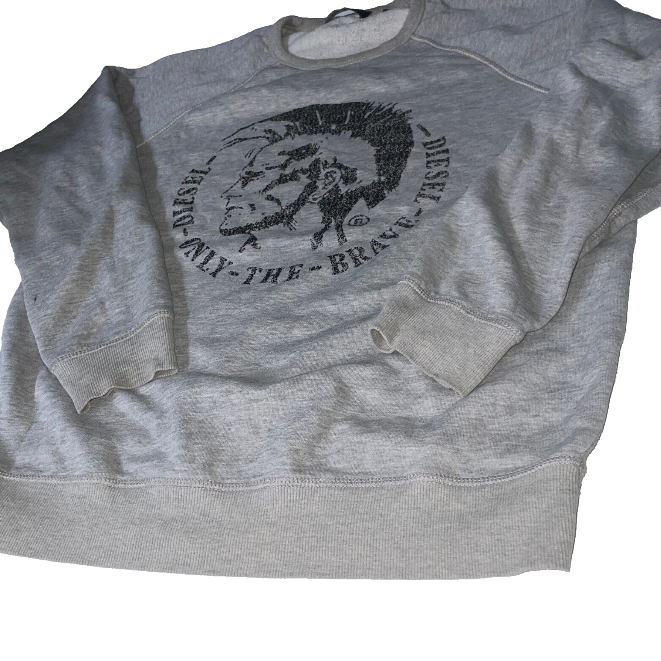 Vintage diesel graphics grey unisex sweatshirt in L|L27 W22|SKU 6098