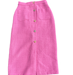 Plaid double pocket pink tweed skirt