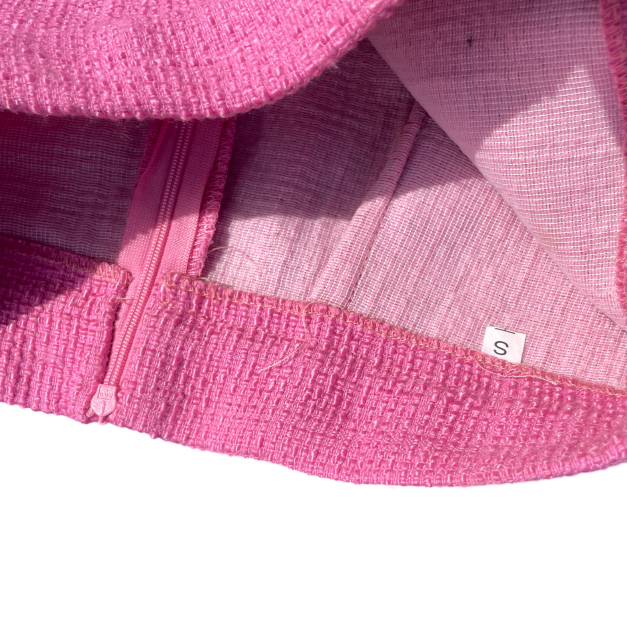 Plaid double pocket pink tweed skirt