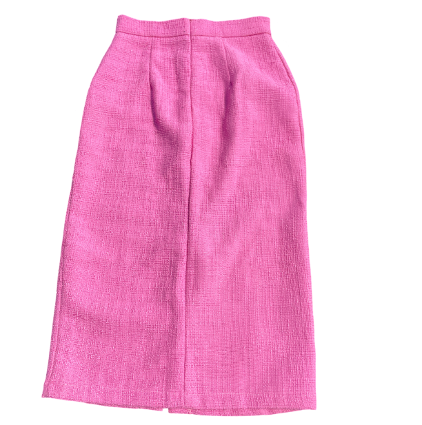 Plaid double pocket pink tweed skirt