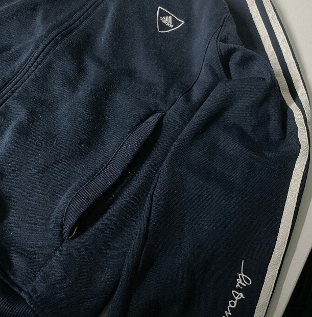 Adidas Vintage Unisex 3-Stripes Navy Blue Zip-Up Tracksuit Top