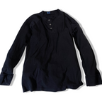 Vintage Black Cotton Oversized Long Sleeve 3 Button Top