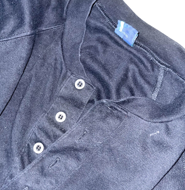 Vintage Black Cotton Oversized Long Sleeve 3 Button Top