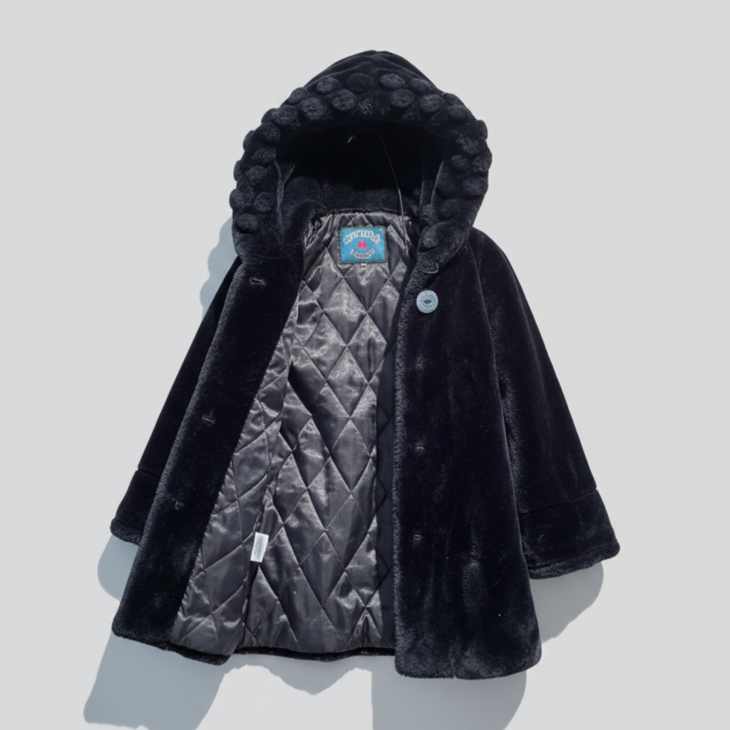 Joyleaf Vintage 80s/90s Oversized Black Plush Fur Coat