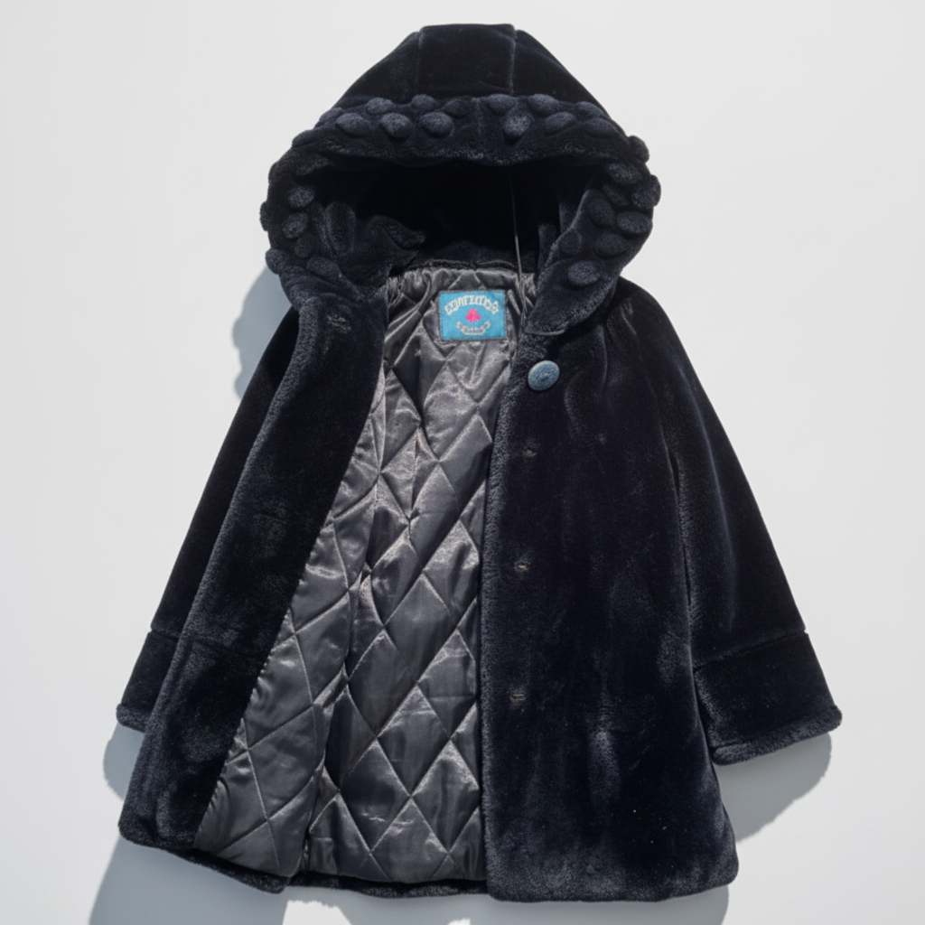 Joyleaf Vintage 80s/90s Oversized Black Plush Fur Coat