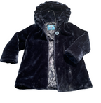 Joyleaf Vintage 80s/90s Oversized Black Plush Fur Coat