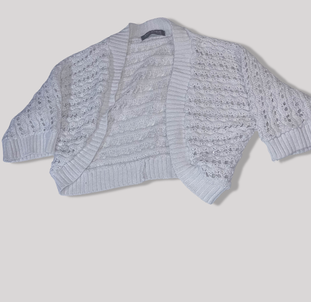 Ann Marie Women's Vintage White Knit Crochet Top Jacket