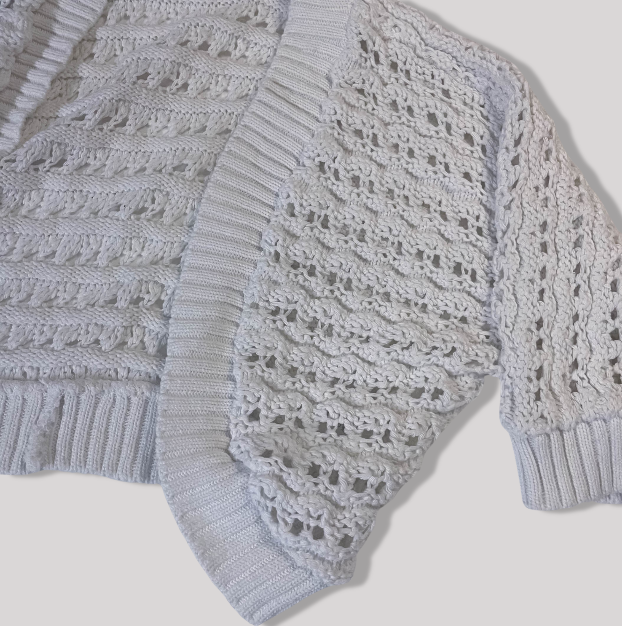 Ann Marie Women's Vintage White Knit Crochet Top Jacket