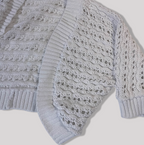 Ann Marie Women's Vintage White Knit Crochet Top Jacket