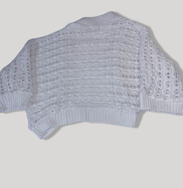 Ann Marie Women's Vintage White Knit Crochet Top Jacket