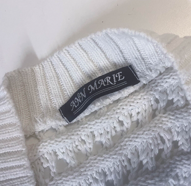 Ann Marie Women's Vintage White Knit Crochet Top Jacket