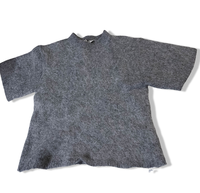 Zara female thick cashmere grey short sleeve medium t shirt | grey |M | SKU 3611