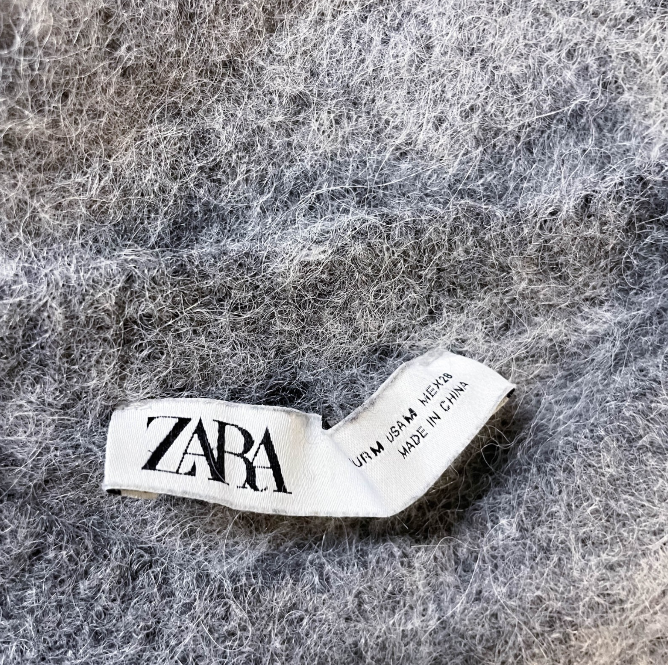 Zara female thick cashmere grey short sleeve medium t shirt | grey |M | SKU 3611