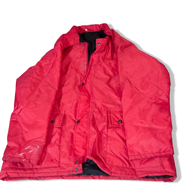Vintage red insulated padded long sleeve winter large coat jacket | L | SKU 3630