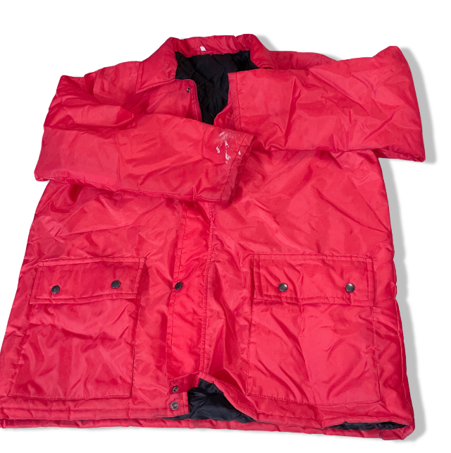 Vintage red insulated padded long sleeve winter large coat jacket | L | SKU 3630