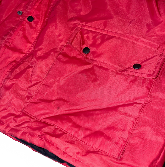 Vintage red insulated padded long sleeve winter large coat jacket | L | SKU 3630