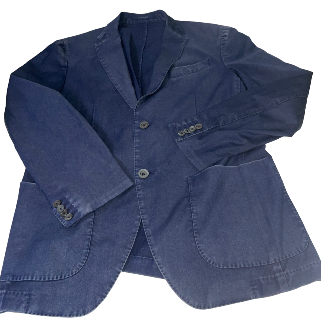 Tailored Fit Italian Linen Made in Italy navy Suit Jacket