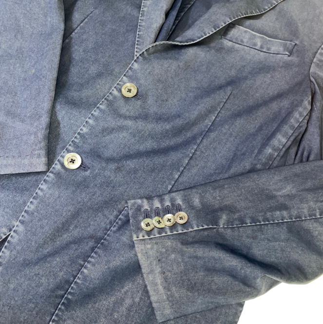 Tailored Fit Italian Linen Made in Italy navy Suit Jacket