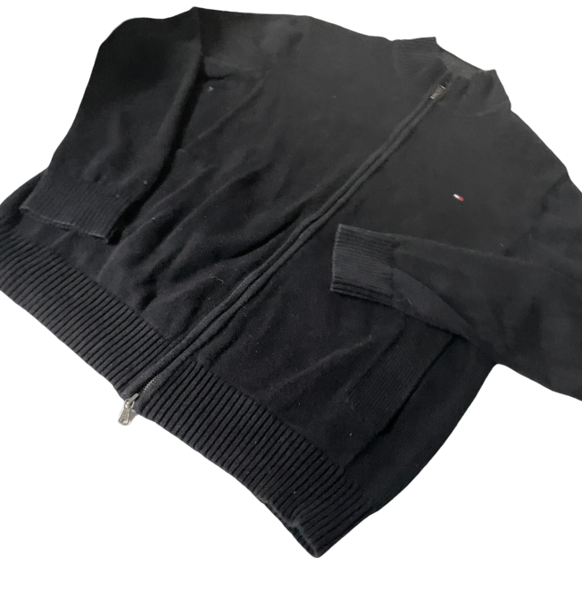 vintage navy tommy hilfiger thick zip up wool jacket sku 6184