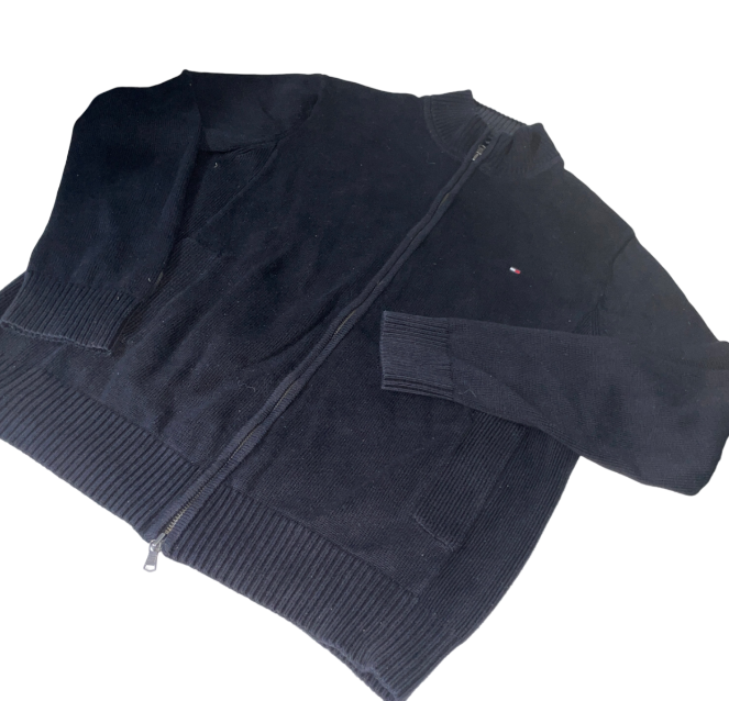 vintage navy tommy hilfiger thick zip up wool jacket sku 6184