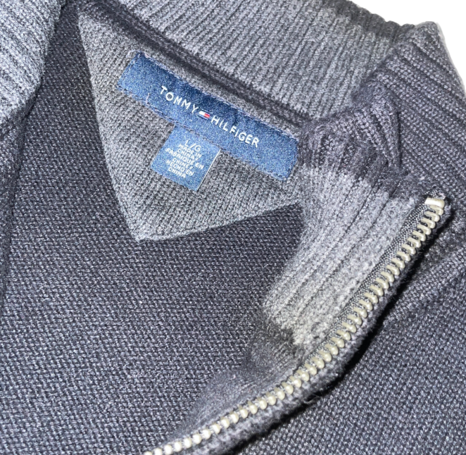 vintage navy tommy hilfiger thick zip up wool jacket sku 6184