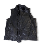 Zara man authentic leather brown biker sleeveless medium jacket | BROWN | 3607