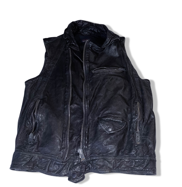 Zara man authentic leather brown biker sleeveless medium jacket | BROWN | 3607