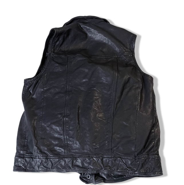 Zara man authentic leather brown biker sleeveless medium jacket | BROWN | 3607