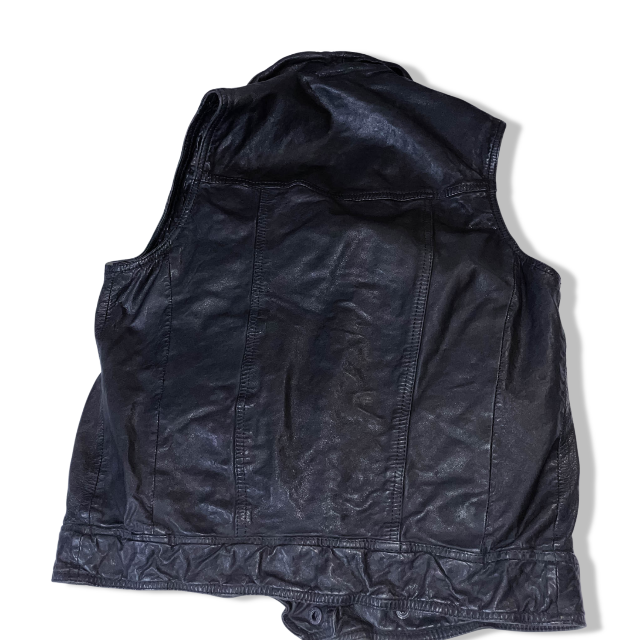 Zara man authentic leather brown biker sleeveless medium jacket | BROWN | 3607