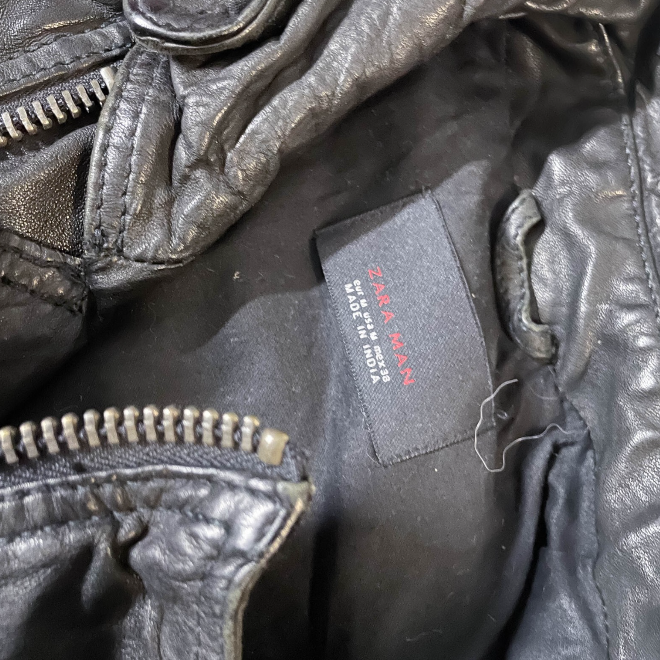 Zara man authentic leather brown biker sleeveless medium jacket | BROWN | 3607