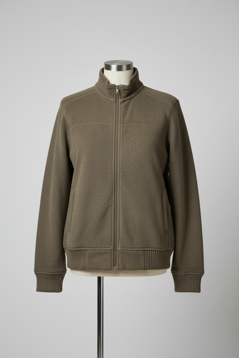 vintage brown mens fleece thick heavy jacket in size Large L 30 W 25 SKU 6236