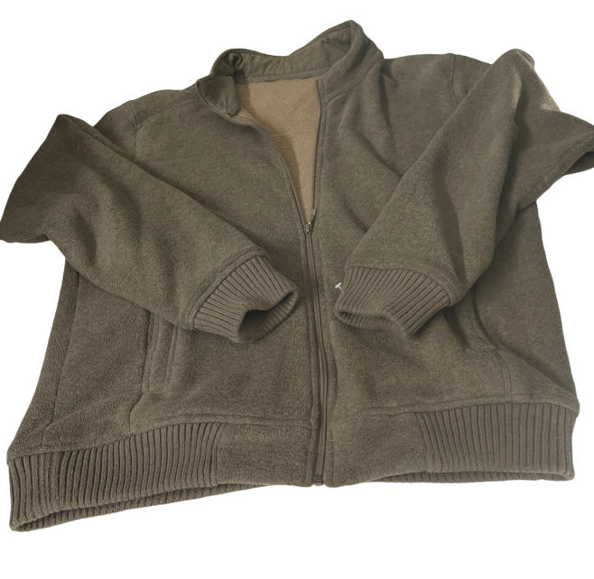 vintage brown mens fleece thick heavy jacket in size Large L 30 W 25 SKU 6236