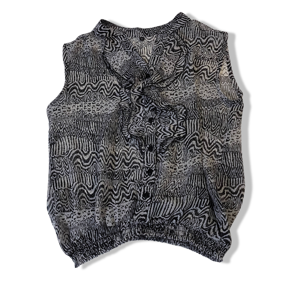 Women's y2k sleeveless black and white animal print top