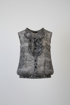 Women's y2k sleeveless black and white animal print top