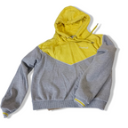 Women's FB sister grey & yellow color block small hoodie | SMALL | SKU 3616