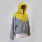 Women's FB sister grey & yellow color block small hoodie | SMALL | SKU 3616