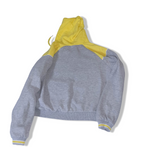 Women's FB sister grey & yellow color block small hoodie | SMALL | SKU 3616