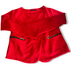 Vintage women red made in Italy polyester elastane Blazers with zippers pocket in XL|L27 W17| SKU 6377