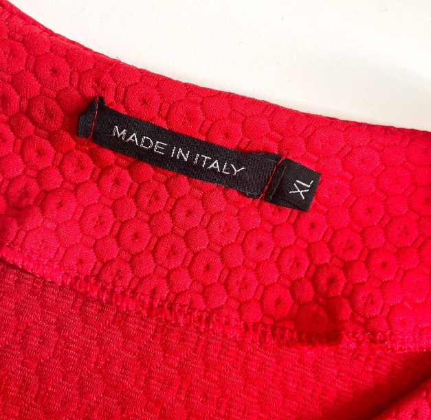 Vintage women red made in Italy polyester elastane Blazers with zippers pocket in XL|L27 W17| SKU 6377