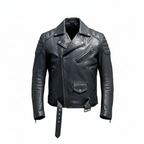 Vintage Black Biker Leather Jacket L 30 W 23 SKU 6252