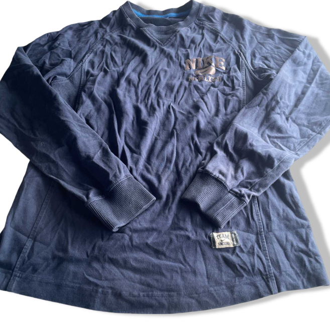 Vintage men Nike Team 90's navy crew neck thick sweatshirt in L|L29 W19|SKU 5577